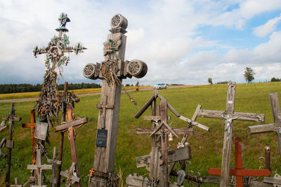 The hill of crosses , a famous site of pilgrimage in northern lithuania. 