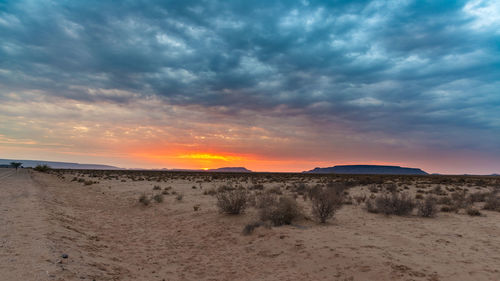 Scenic view of landscape against sky during sunset