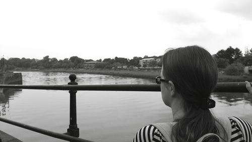 Woman looking at lake