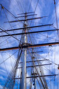 Low angle view of sailboat against sky