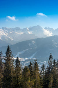 Scenic view of mountains against sky