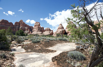 Scenic view of rock formations against sky