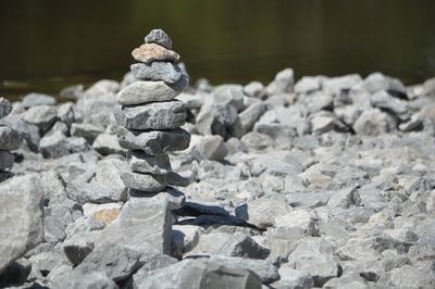 Stack of stones at shore