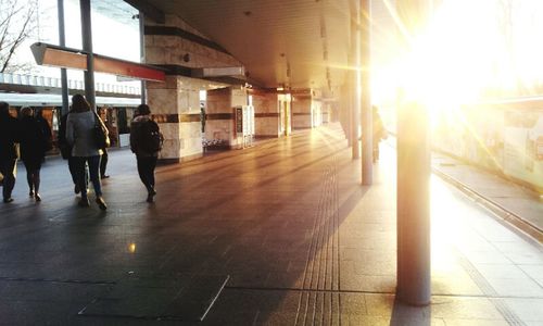 Woman walking on city street