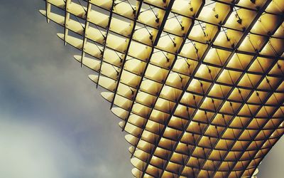 Low angle view of modern building against sky