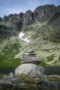 Stack of rocks on mountain