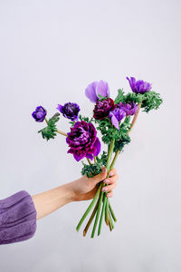 Cropped hand of woman holding flowers