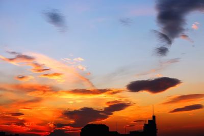 Silhouette of trees against dramatic sky