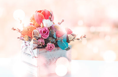 Close-up of pink rose bouquet