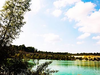 Scenic view of lake against sky