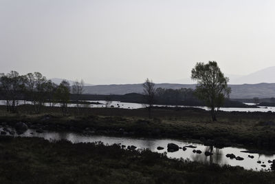 Scenic view of lake against clear sky