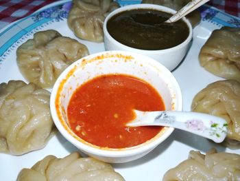 Close-up of meal served in plate