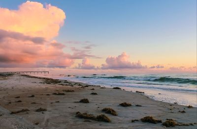 Scenic view of sea at sunset
