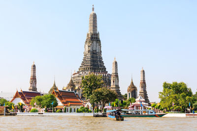 View of temple building against clear sky