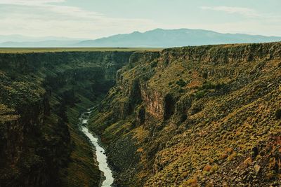 High angle view of water flowing through rocks