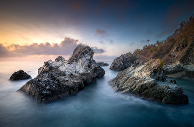 Scenic view of sea against sky during sunset