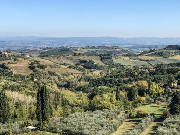 Idyllic agricultural panorama from san gimignano.