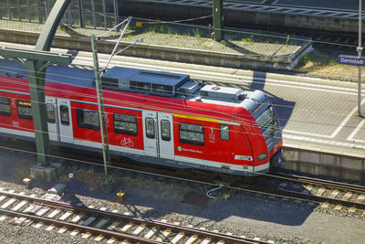 Commuter train at a station waiting for departure