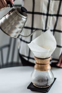 Close-up of coffee cup on table