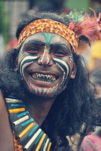 Close-up of woman wearing mask