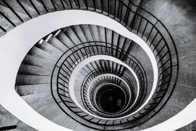 High angle view of spiral stairs