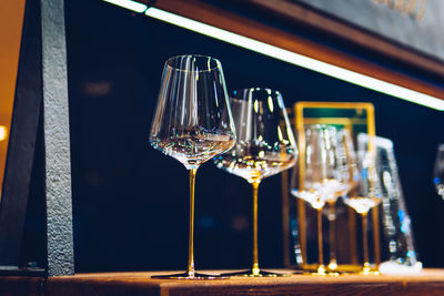 Close-up of glass bottles on table