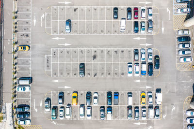 Aerial view of parking lot