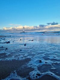 Scenic view of sea against clear sky