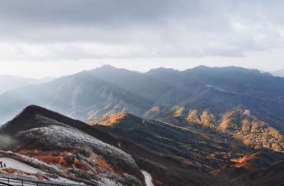 Scenic view of mountains against sky