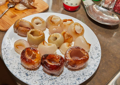 High angle view of food on table