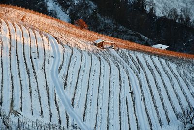 High angle view of snow