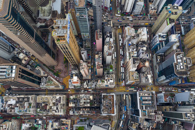 High angle view of city buildings