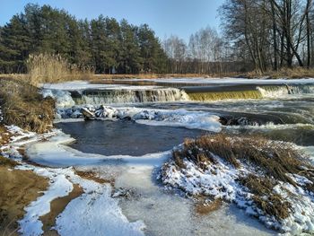 Scenic view of frozen river during winter