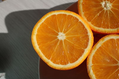 Close-up of lemon slices on table