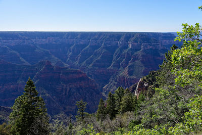 Scenic view of mountain range against clear sky