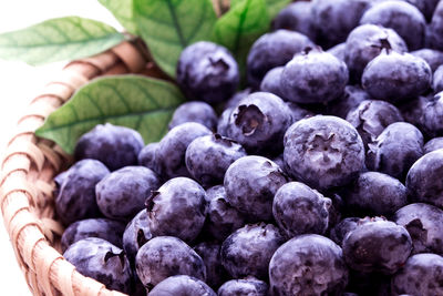 Close-up of blackberries in basket