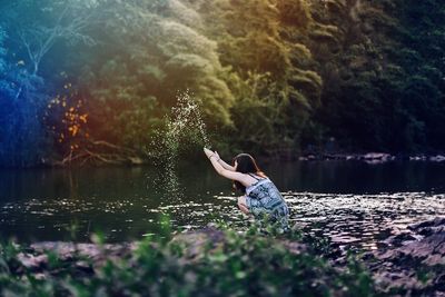 Woman in lake