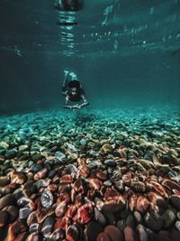 Man swimming underwater