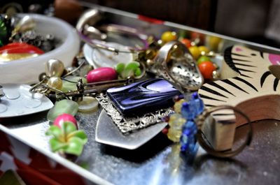 High angle view of food on table