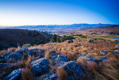 Scenic view of landscape against clear sky