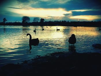 View of lake at sunset