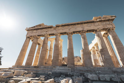 Low angle view of old ruins against sky