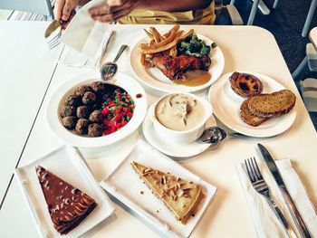 High angle view of food on table