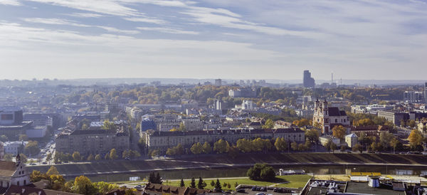 High angle view of townscape against sky