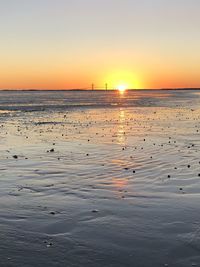 Scenic view of sea during sunset