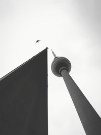 Low angle view of tv tower against clear sky