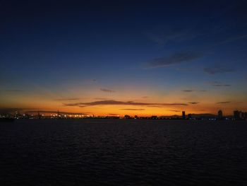 Scenic view of sea against sky at sunset