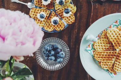 High angle view of food on table