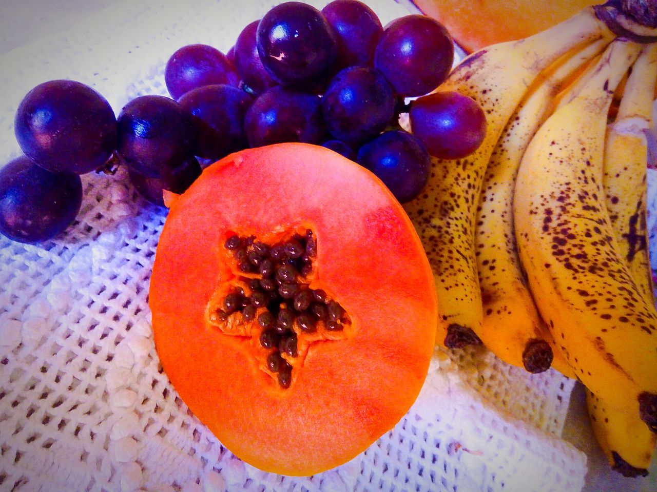 fruit, healthy eating, food, food and drink, wellbeing, freshness, indoors, no people, still life, table, close-up, orange color, grape, pomegranate, seed, choice, plate, cross section, ripe, papaya, orange