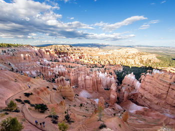 Aerial view of landscape against cloudy sky